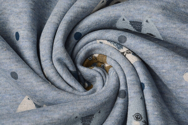 Sweatstoff Alpenfleece Kätzchen Jeans Melange