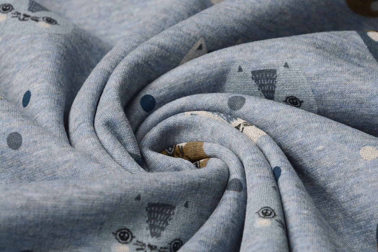 Sweatstoff Alpenfleece Kätzchen Jeans Melange