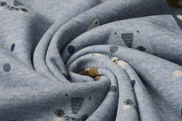 Sweatstoff Alpenfleece Kätzchen Jeans Melange