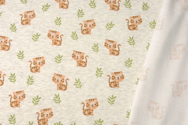 Sweatstoff Alpenfleece Tiger Creme Melange Sweatstoff Alpenfleece Tiger Creme Melange
