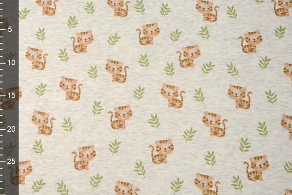 Sweatstoff Alpenfleece Tiger Creme Melange Sweatstoff Alpenfleece Tiger Creme Melange