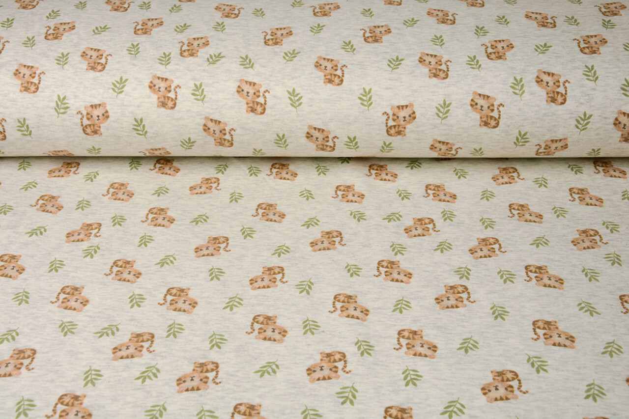 Sweatstoff Alpenfleece Tiger Creme Melange Sweatstoff Alpenfleece Tiger Creme Melange