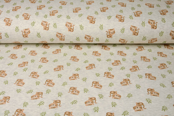 Sweatstoff Alpenfleece Tiger Creme Melange Sweatstoff Alpenfleece Tiger Creme Melange