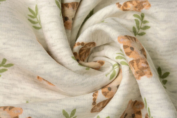 Sweatstoff Alpenfleece Tiger Creme Melange Sweatstoff Alpenfleece Tiger Creme Melange