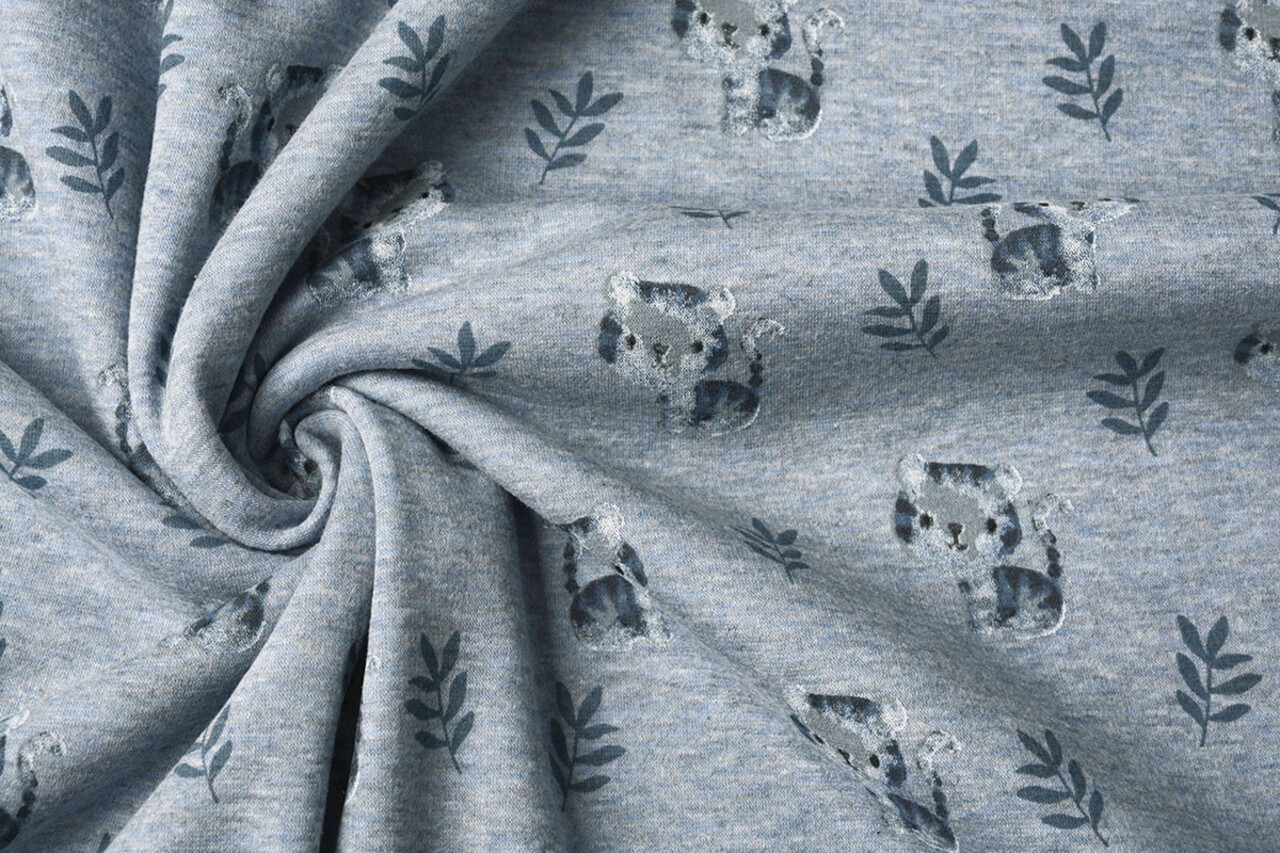 Tejido de Sudadera de Polar Alpino Tigre Denim Jaspeado