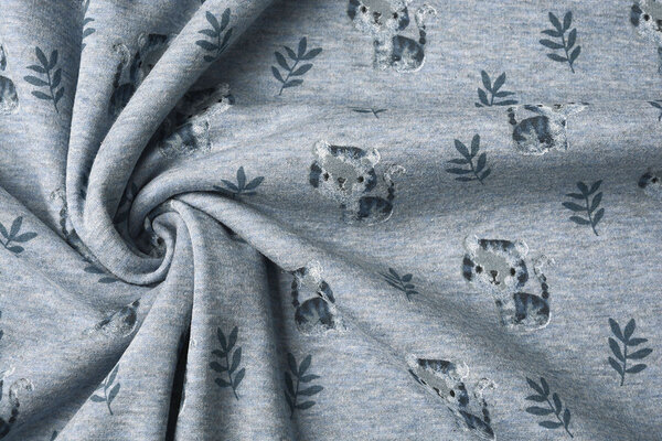 Tejido de Sudadera de Polar Alpino Tigre Denim Jaspeado