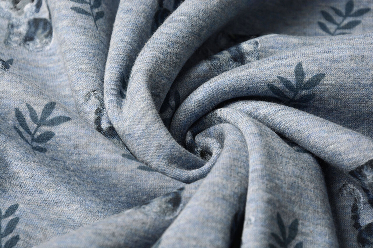 Tejido de Sudadera de Polar Alpino Tigre Denim Jaspeado
