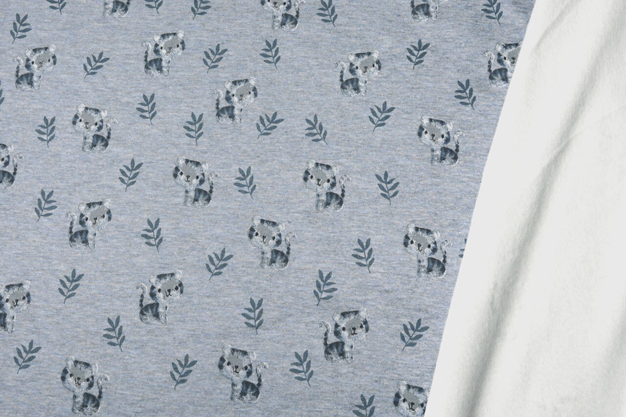 Sweatstoff Alpenfleece Tiger Jeans Melange Sweatstoff Alpenfleece Tiger Jeans Melange