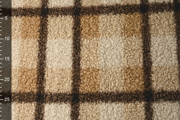 Curly Teddy Bouclé Manola Check Mocha Brown Curly Teddy Bouclé Manola Check Mocha Brown