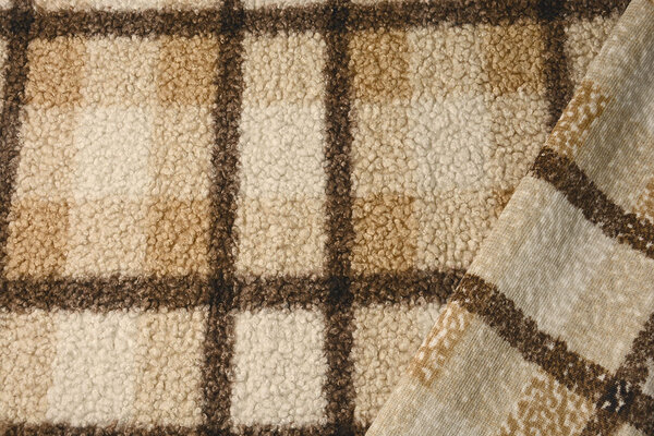 Curly Teddy Bouclé Manola Check Mocha Brown Curly Teddy Bouclé Manola Check Mocha Brown