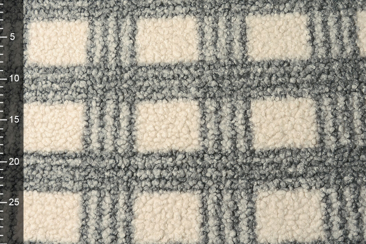 Curly Teddy Bouclé Manola Carreaux Gris Curly Teddy Bouclé Manola Carreaux Gris