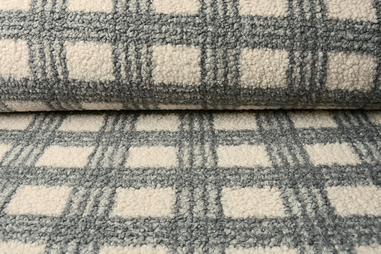 Curly Teddy Bouclé Manola Carreaux Gris Curly Teddy Bouclé Manola Carreaux Gris