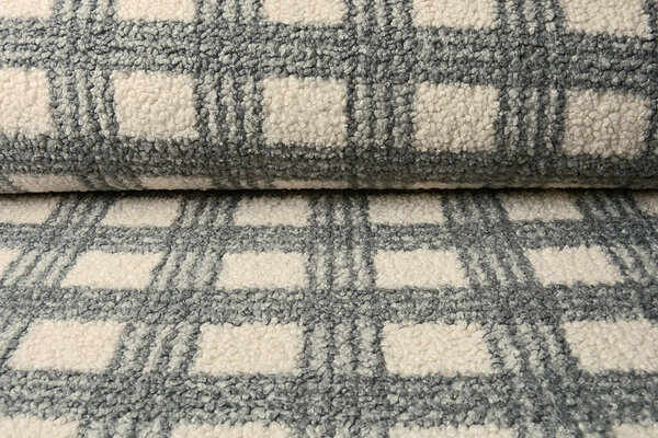 Curly Teddy Bouclé Manola Cuadros Gris Curly Teddy Bouclé Manola Cuadros Gris