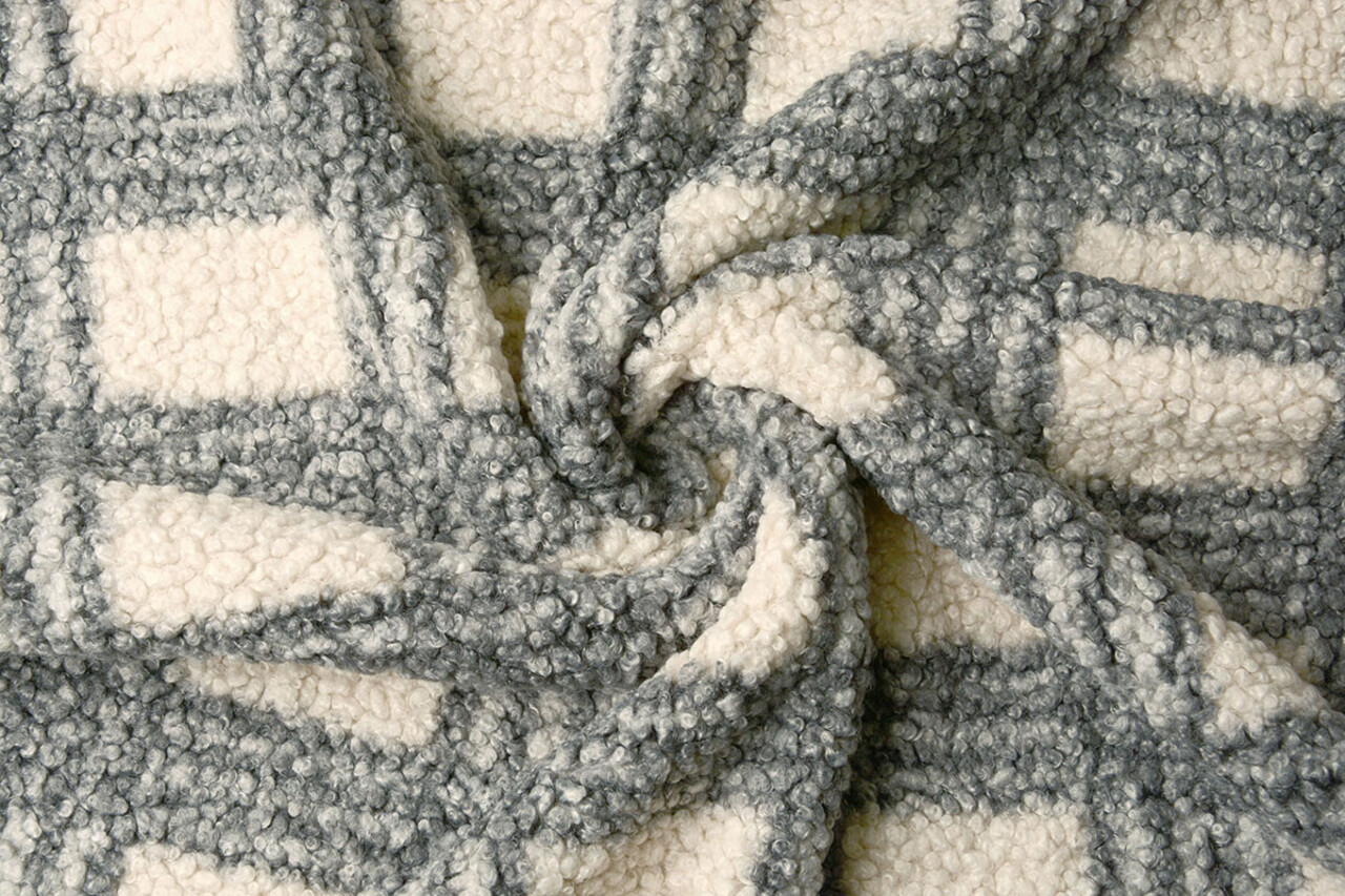 Curly Teddy Bouclé Manola Cuadros Gris Curly Teddy Bouclé Manola Cuadros Gris