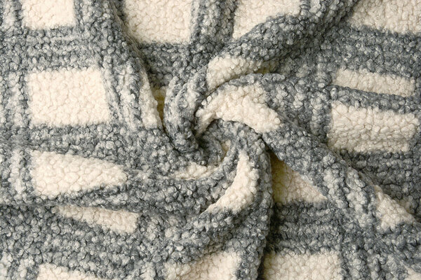 Riccio Teddy Bouclé Manola Quadri Grigio Riccio Teddy Bouclé Manola Quadri Grigio