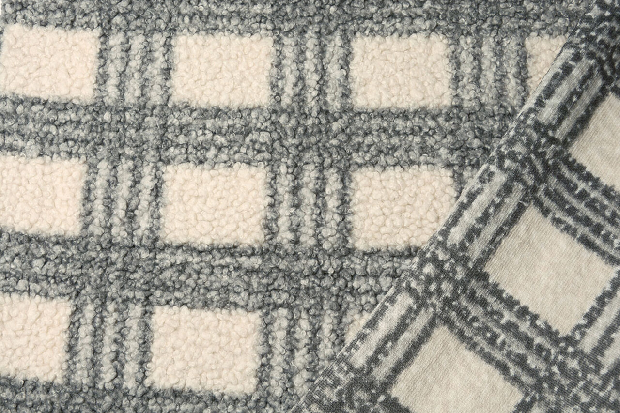 Curly Teddy Bouclé Manola Carreaux Gris Curly Teddy Bouclé Manola Carreaux Gris