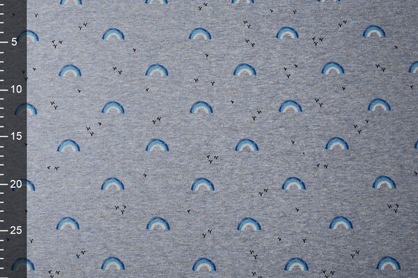 Sweatstoff Alpenfleece Regenbogen Jeans Melange