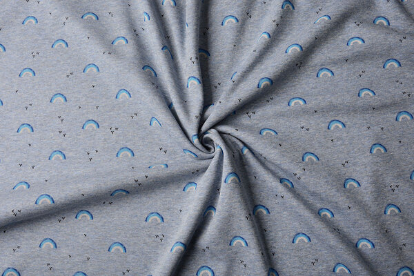 Tejido de Sudadera de Polar Alpino Arcoíris Denim Jaspeado
