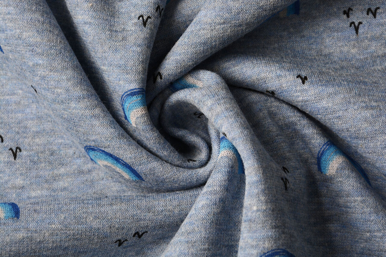 Tejido de Sudadera de Polar Alpino Arcoíris Denim Jaspeado
