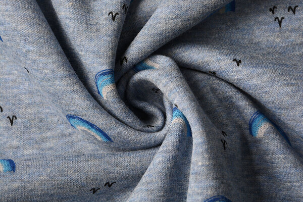 Tejido de Sudadera de Polar Alpino Arcoíris Denim Jaspeado