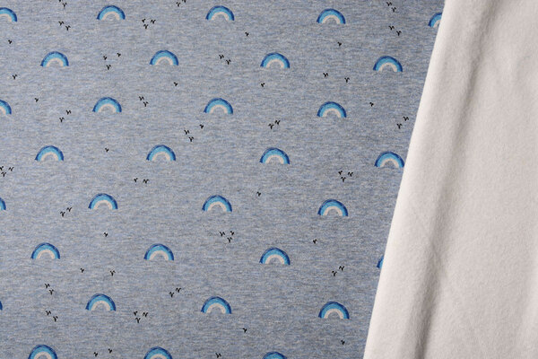 Sweatstoff Alpenfleece Regenbogen Jeans Melange