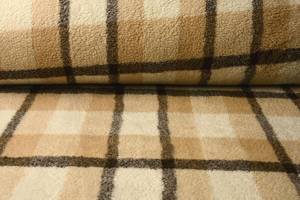 Sherpa Teddy Check Mocha Brown
