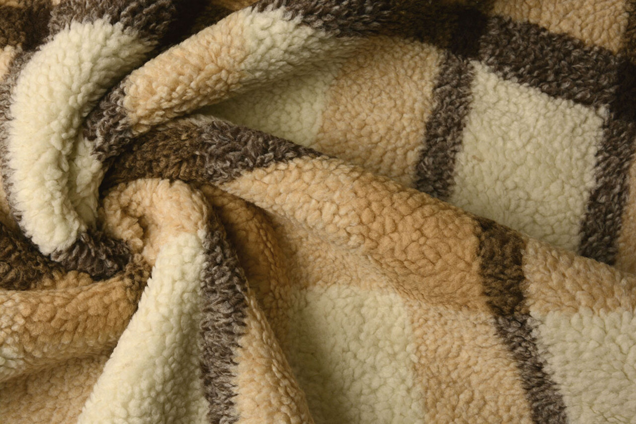 Sherpa Teddy Check Mocha Brown