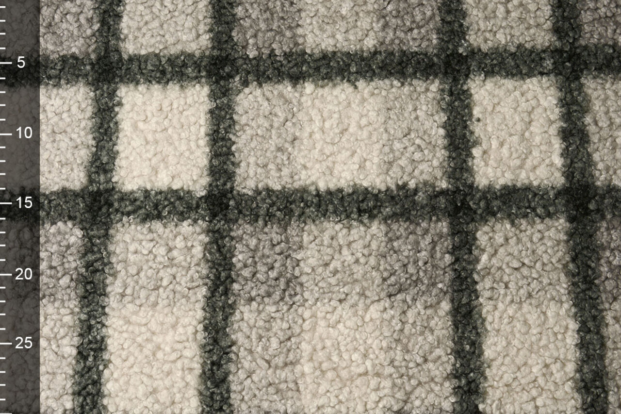 Curly Teddy Bouclé Manola Cuadros Gris-Verde Curly Teddy Bouclé Manola Cuadros Gris-Verde