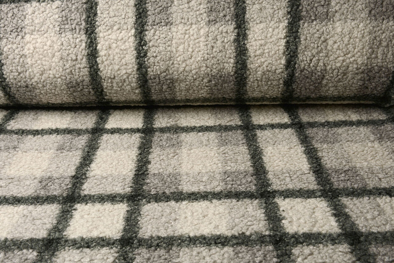 Curly Teddy Bouclé Manola Check Grey-Green Curly Teddy Bouclé Manola Check Grey-Green