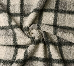 Curly Teddy Bouclé Manola Ruit Grijs-Groen Curly Teddy Bouclé Manola Ruit Grijs-Groen