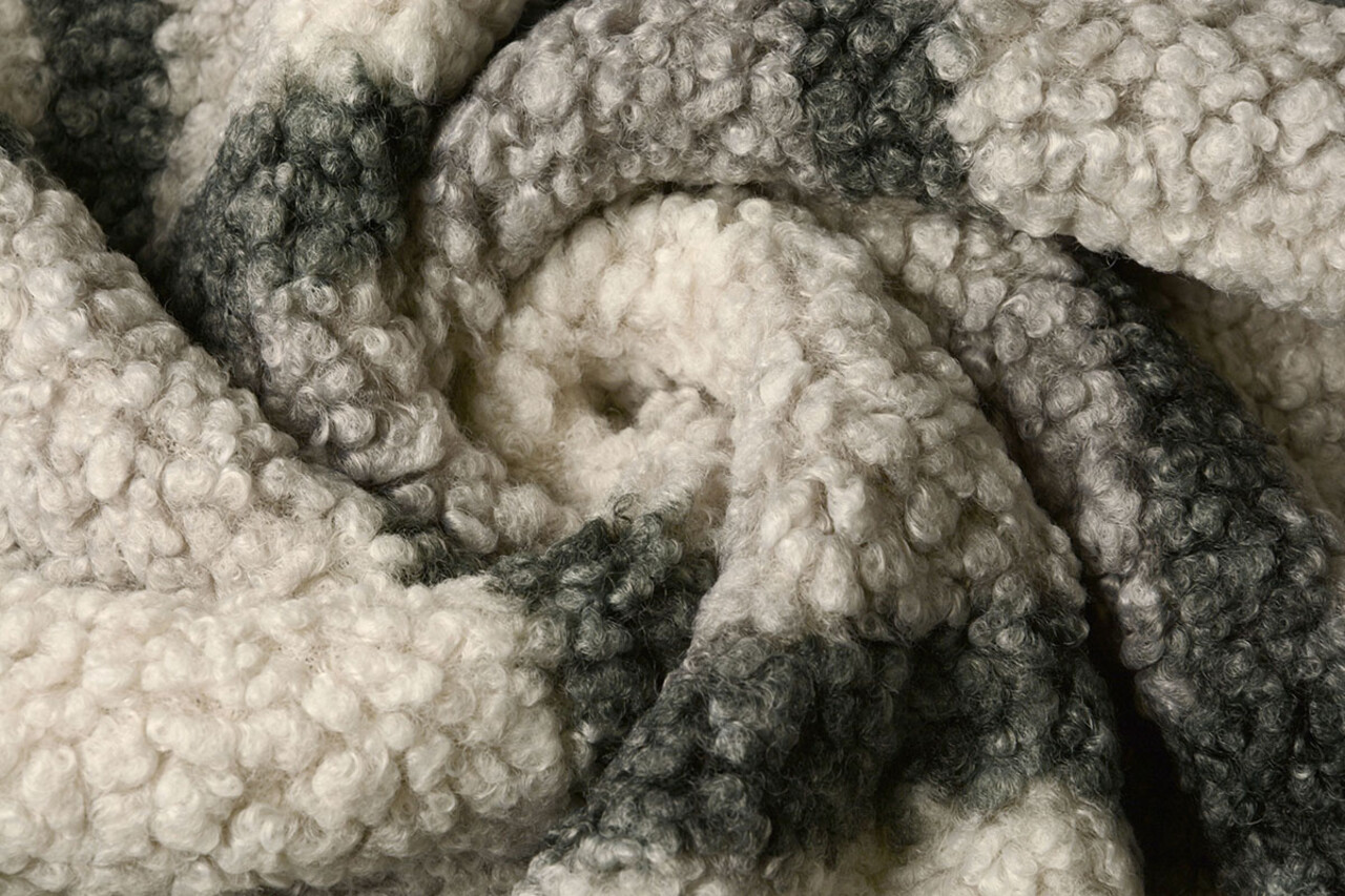 Curly Teddy Bouclé Manola Cuadros Gris-Verde Curly Teddy Bouclé Manola Cuadros Gris-Verde