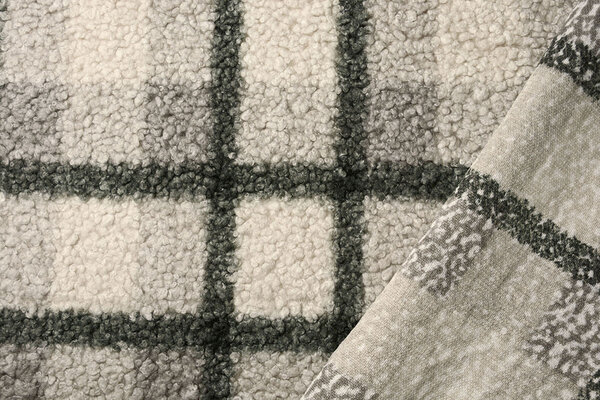 Curly Teddy Bouclé Manola Karo Grau-Grün Curly Teddy Bouclé Manola Karo Grau-Grün