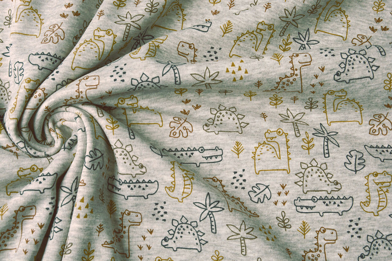 Sweatstoff Alpenfleece Krokodil und Dino Multi 1 Sweatstoff Alpenfleece Krokodil und Dino Multi 1