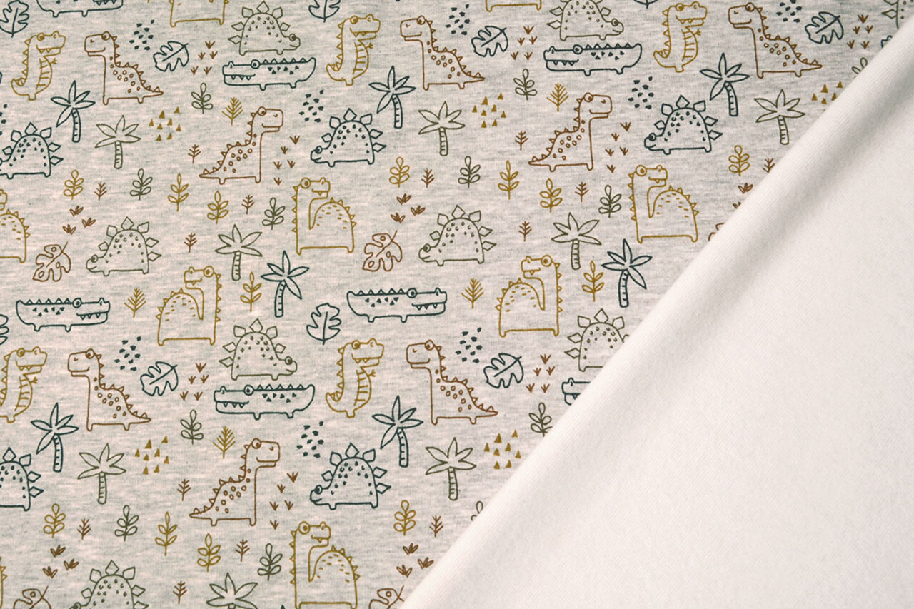 Sweatstoff Alpenfleece Krokodil und Dino Multi 1 Sweatstoff Alpenfleece Krokodil und Dino Multi 1