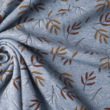 Sweatstoff Alpenfleece Blättern Jeans Melange Sweatstoff Alpenfleece Blättern Jeans Melange
