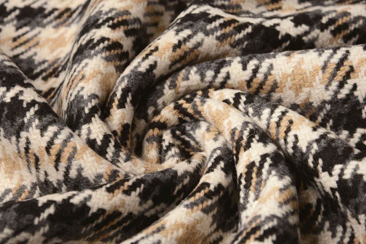 Woven Woolen Fabric Check Grey