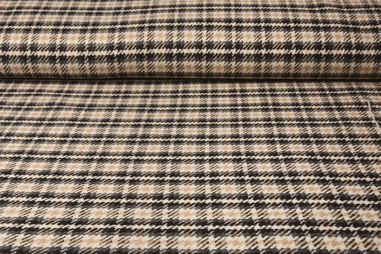 Woven Woolen Fabric Check Grey