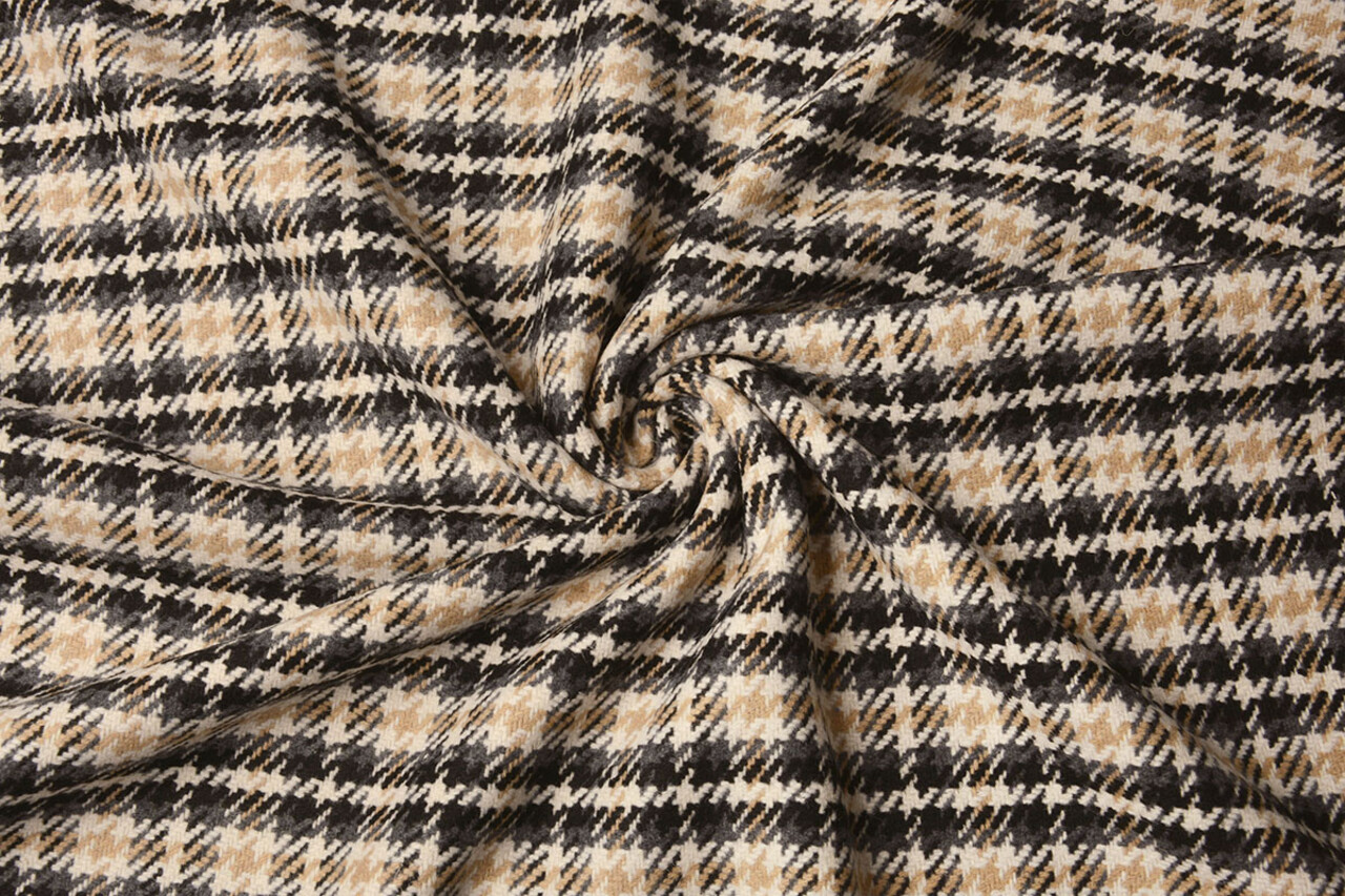 Woven Woolen Fabric Check Grey