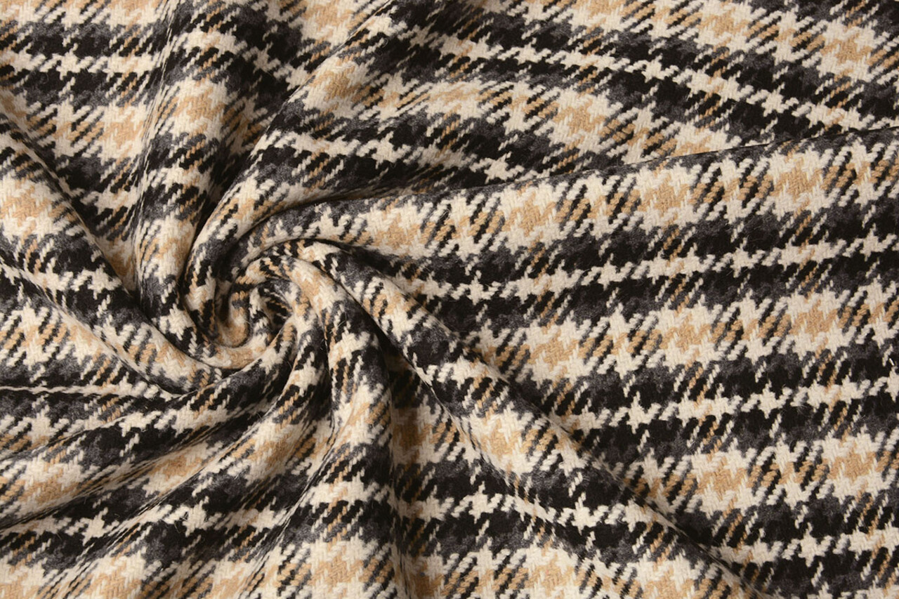 Woven Woolen Fabric Check Grey
