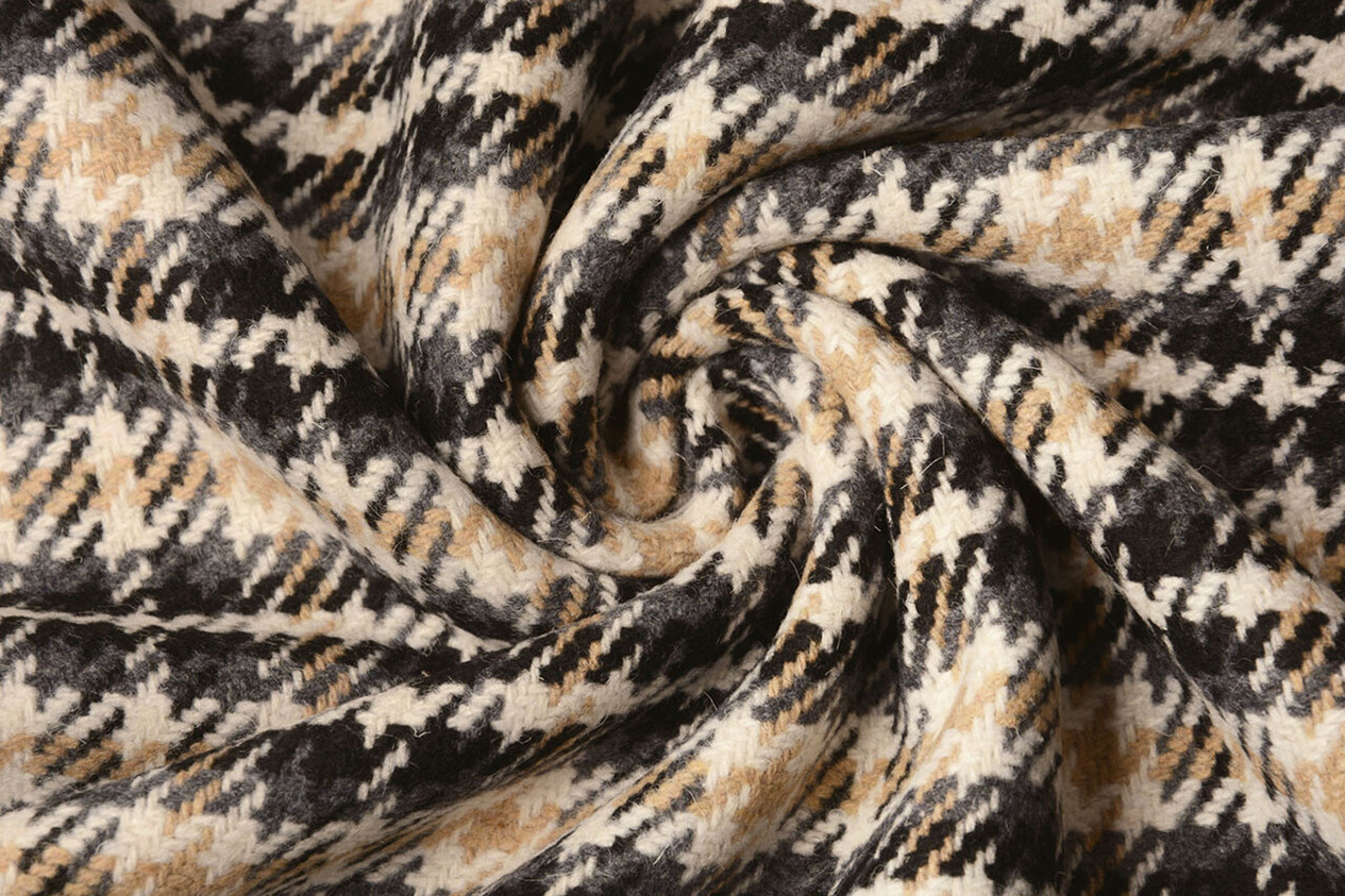 Woven Woolen Fabric Check Grey