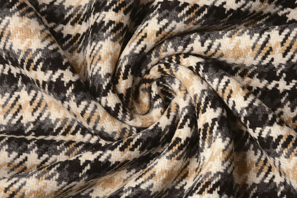 Woven Woolen Fabric Check Grey