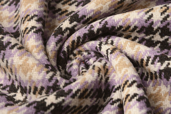 Woven Woolen Fabric Check Lilac