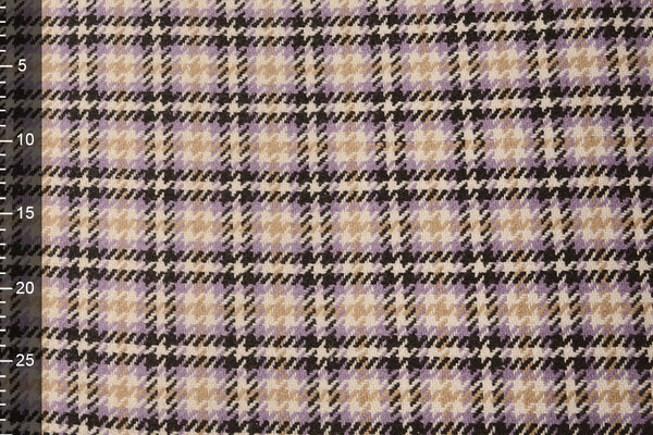 Woven Woolen Fabric Check Lilac