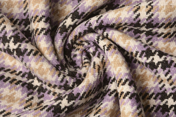 Woven Woolen Fabric Check Lilac