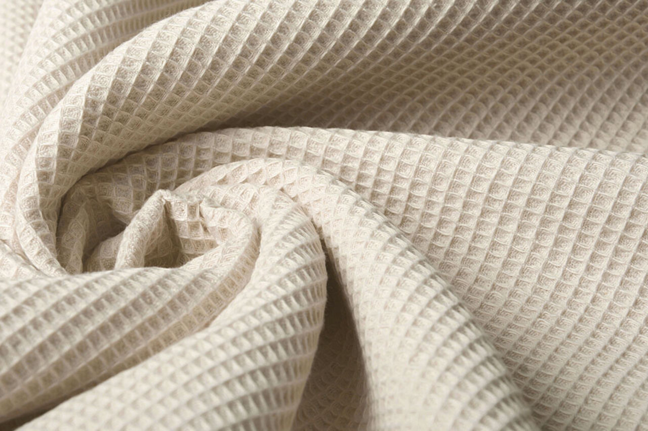 Oeko-Tex® Mini Nid d’Abeille Coton Beige Clair Oeko-Tex® Mini Nid d’Abeille Coton Beige Clair
