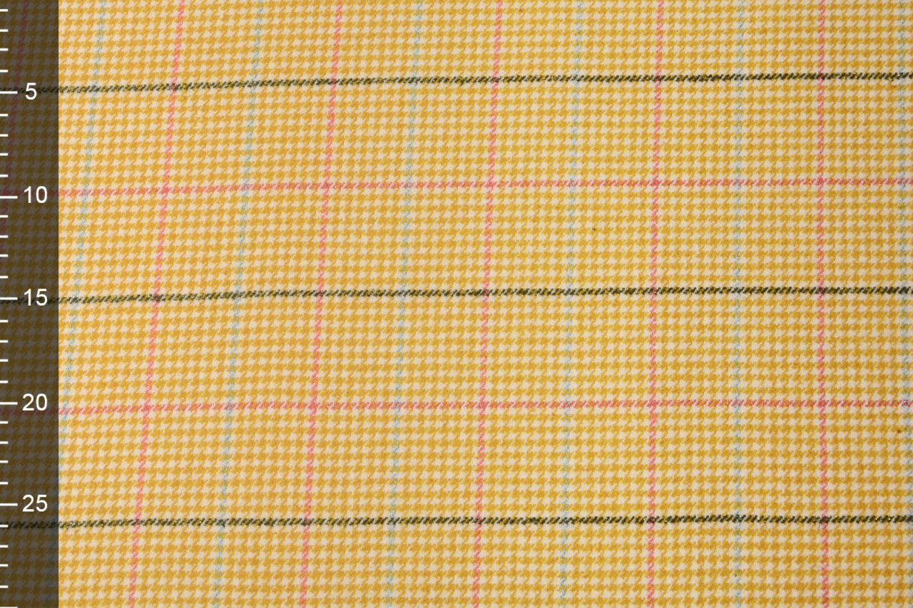 Gewebte Wollstoff  Feiner Karo Ockergelb Gewebte Wollstoff  Feiner Karo Ockergelb