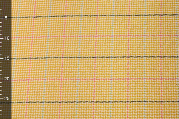 Gewebte Wollstoff  Feiner Karo Ockergelb Gewebte Wollstoff  Feiner Karo Ockergelb