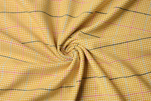 Woven Woolen Fabric Fine Check Ocher Yellow Woven Woolen Fabric Fine Check Ocher Yellow