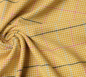 Woven Woolen Fabric Fine Check Ocher Yellow Woven Woolen Fabric Fine Check Ocher Yellow