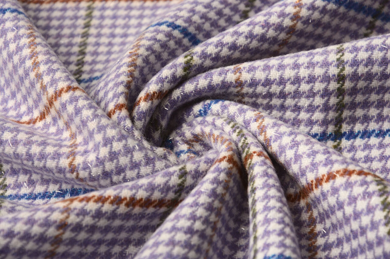 Woven Woolen Fabric Fine Check Lilac Woven Woolen Fabric Fine Check Lilac